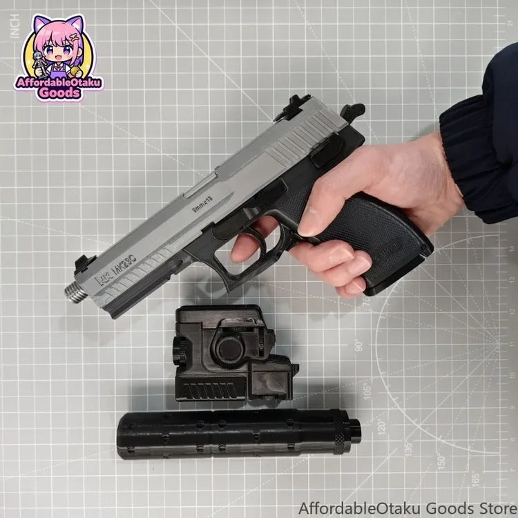 3D Printed MK23C Cosplay Prop Non-Firing Toy Pistol with Movable Slide Display Model Gift for Video Game Fans