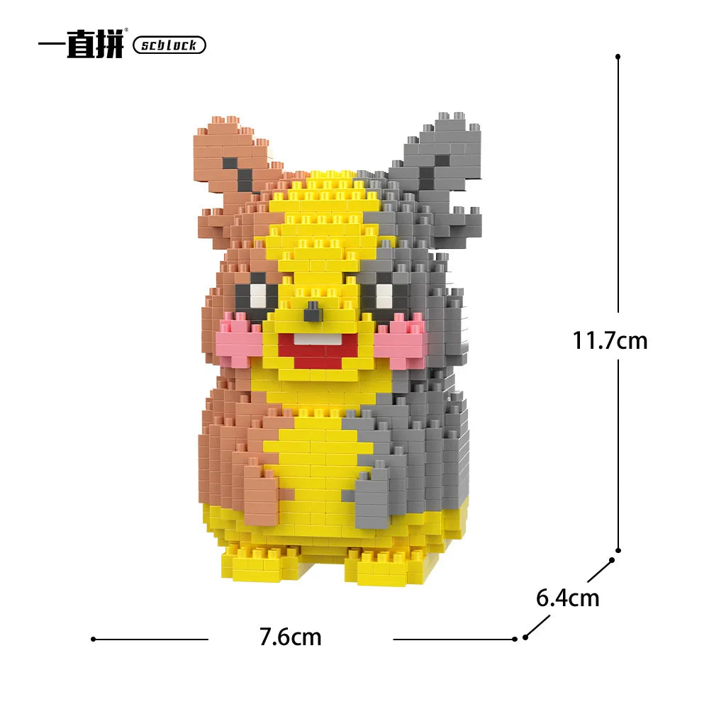 Pokemon Building Blocks Small Cartoon Mini Block Pikachu Charizard Eevee Mewtwo Anime Assemble Action Model Dolls Boys Toys