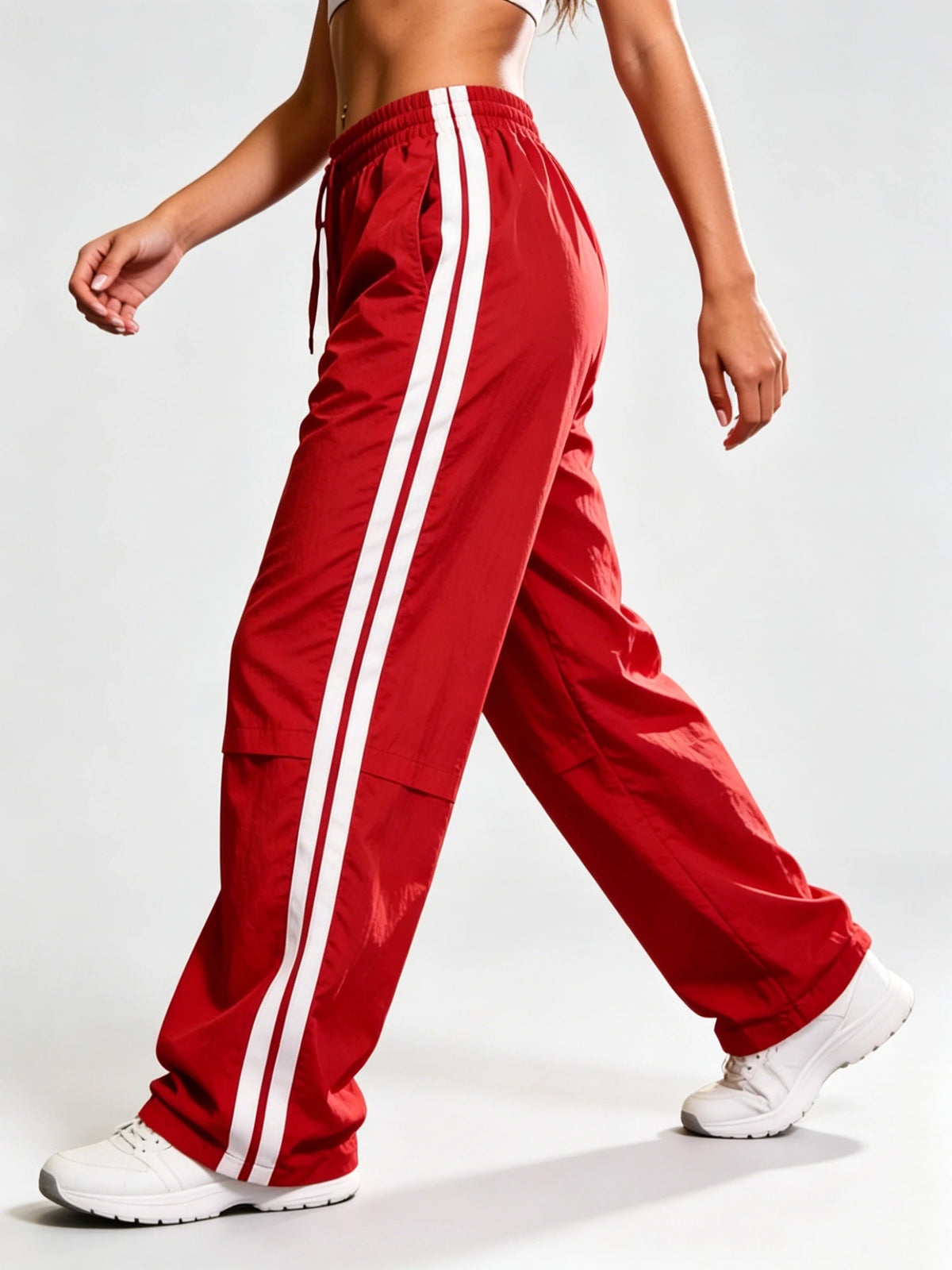 Women's Striped Pants Loose Elastic Waist Drawstring Straight Leg Casual Sweatpants Low Rise Baggy Trousers for Outdoor Sports