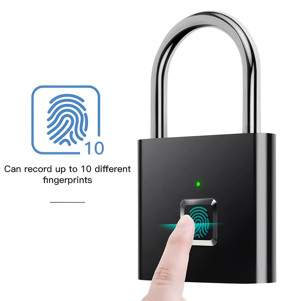 Smart Fingerprint Padlock Waterproof Fingerprint Keyless Door Lock Type C Rechargeable Security Padlock for House