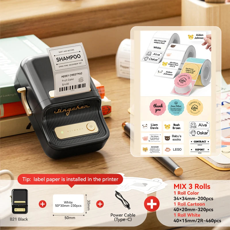 NIIMBOT B21/B1 Portable Thermal Printer 1500mAh Wireless Sticker Printer With Self-adhesive Labels For Barcode Clothing Jewelry