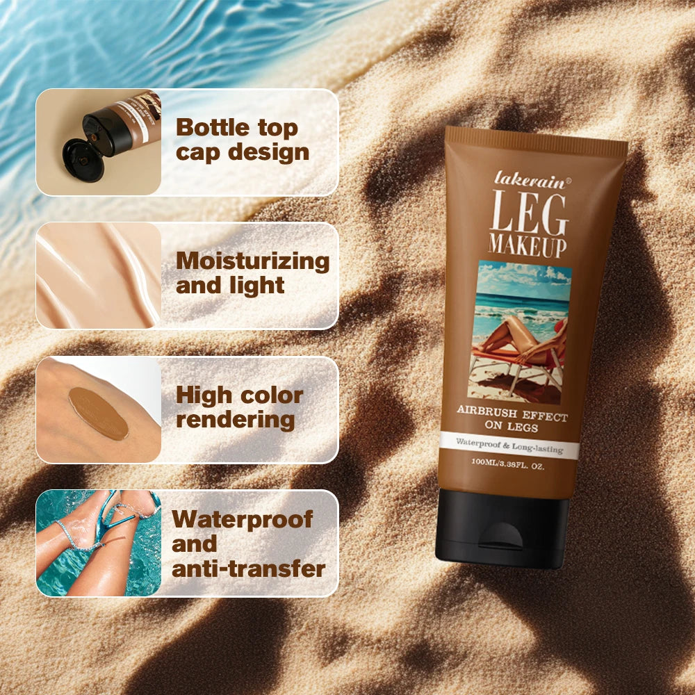 100ml Tan Leg Makeup Body Foundation Lotion Even Skin Tone Waterproof Long Lasting Body Tanning Cream Medium Bronze Leg Makeup
