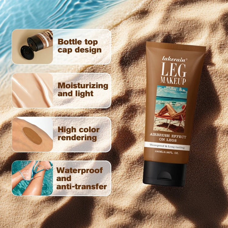 100ml Tan Leg Makeup Body Foundation Lotion Even Skin Tone Waterproof Long Lasting Body Tanning Cream Medium Bronze Leg Makeup