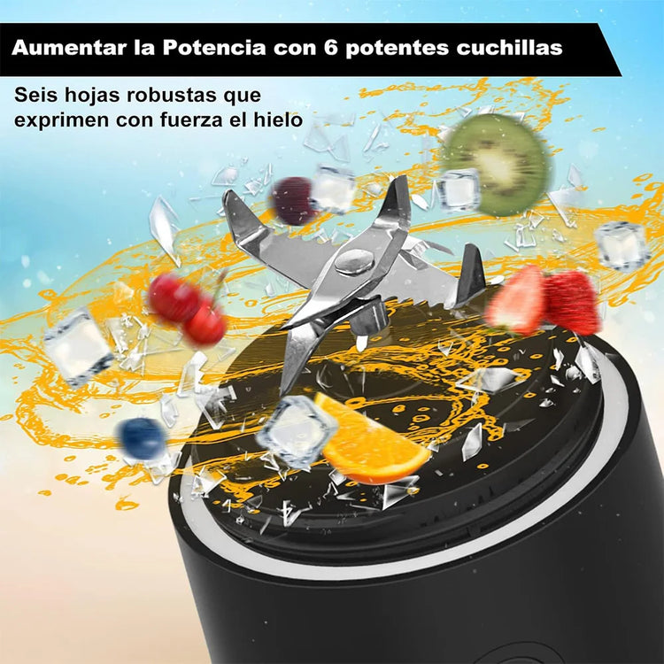 Portable Blender, 600ml Personal Size Juicer Machine, Smoothie Blender with Six Blades, USB Rechargeable Juicer Cup for Travel, Gym, Outdoor and Home