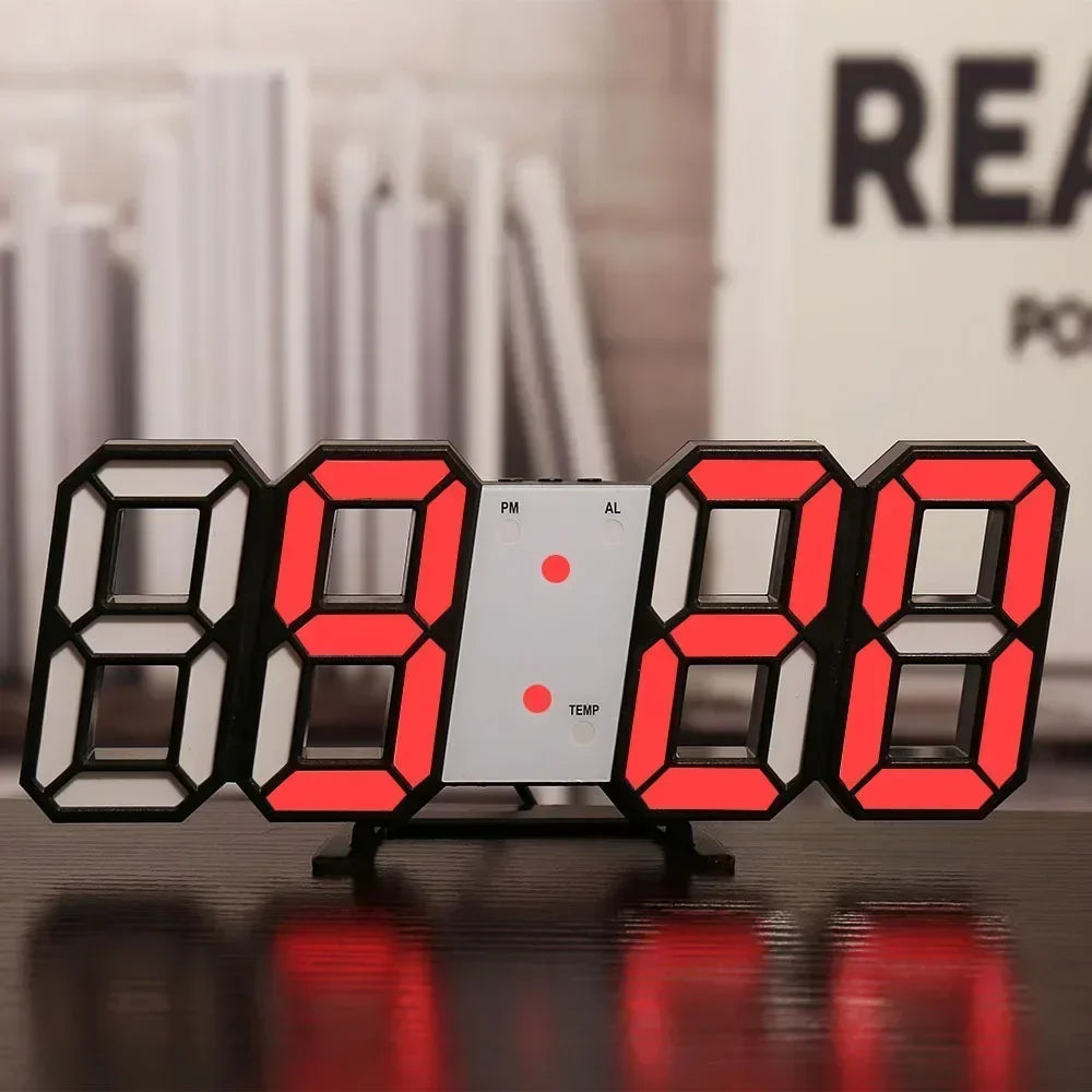 3D LED Digital Clock Wall Decoration Glow Night Mode Decoration for Home Adjustable Electronic Watch Clock Decor Clocks Garden