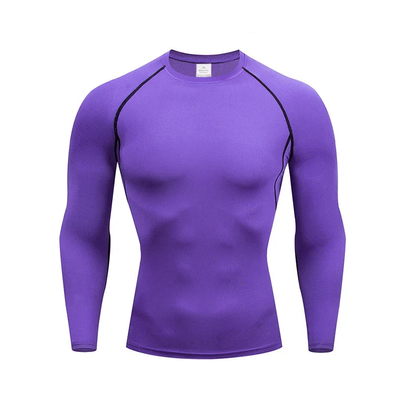 1pcs Men's Long-sleeved Thermal Underwear Male Thin Tight Fitting Fast Dry Elastic Fitness Tops Man Autumn Winter Sprots Wear
