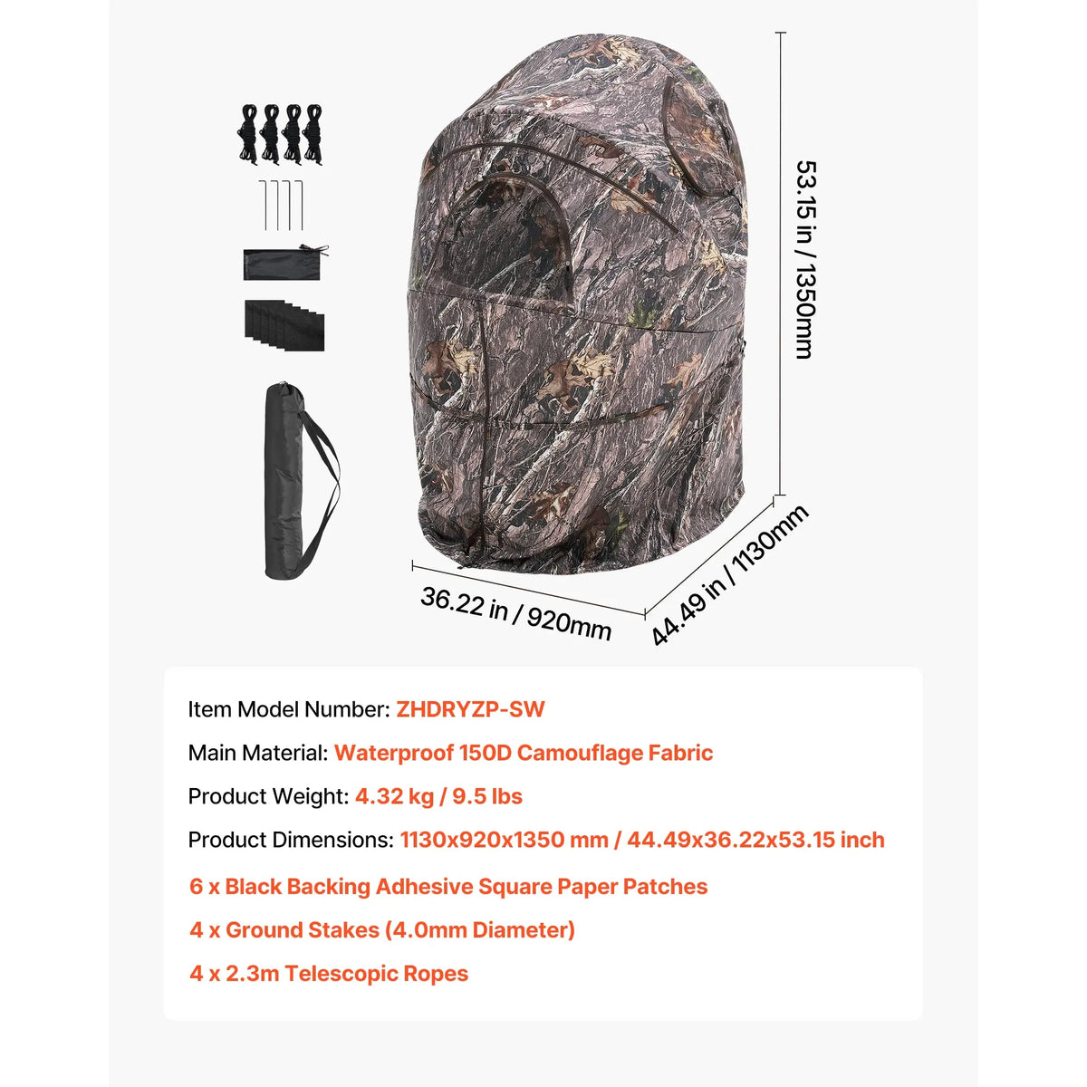 SucceBuy Hunting Blind, 270° See Through Ground Blind, 2-3 Person Pop Up Deer Blind for Hunting with Carrying Bag, Portable Tent