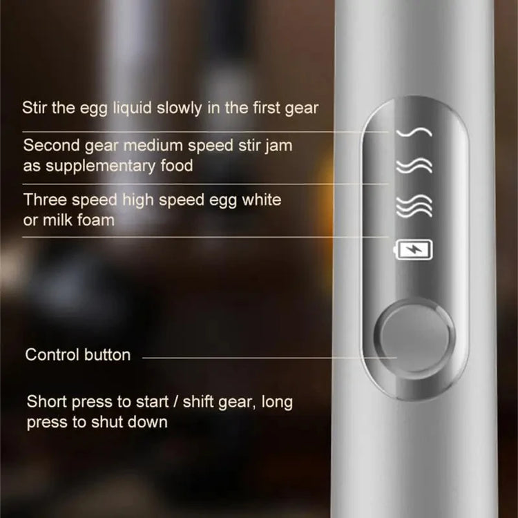 Handheld Double Stick Wireless Whisk Custard Foamer Mini Portable Blender Coffee Milk Three Speed Control Egg White Whipped USB