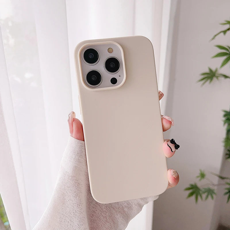 Luxury Candy Color Silicone Soft Case For iPhone 16 15 14 13 12 Pro Max Plus Mini 16+ Matte Ultra Thin Cover Frosted Shell Slim