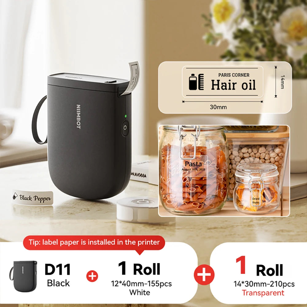 NIIMBOT D11 New Version Label Printer Mini Portable 300DPI Bluetooth Wireless Label Maker Name Tag Kitchen Sticker PrintingMaker