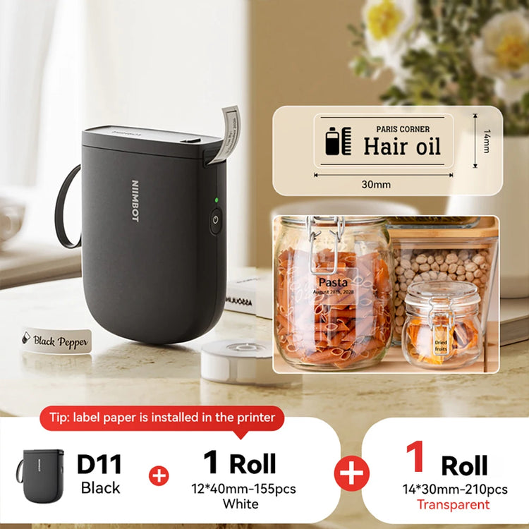 NIIMBOT D11 New Version Label Printer Mini Portable 300DPI Bluetooth Wireless Label Maker Name Tag Kitchen Sticker PrintingMaker