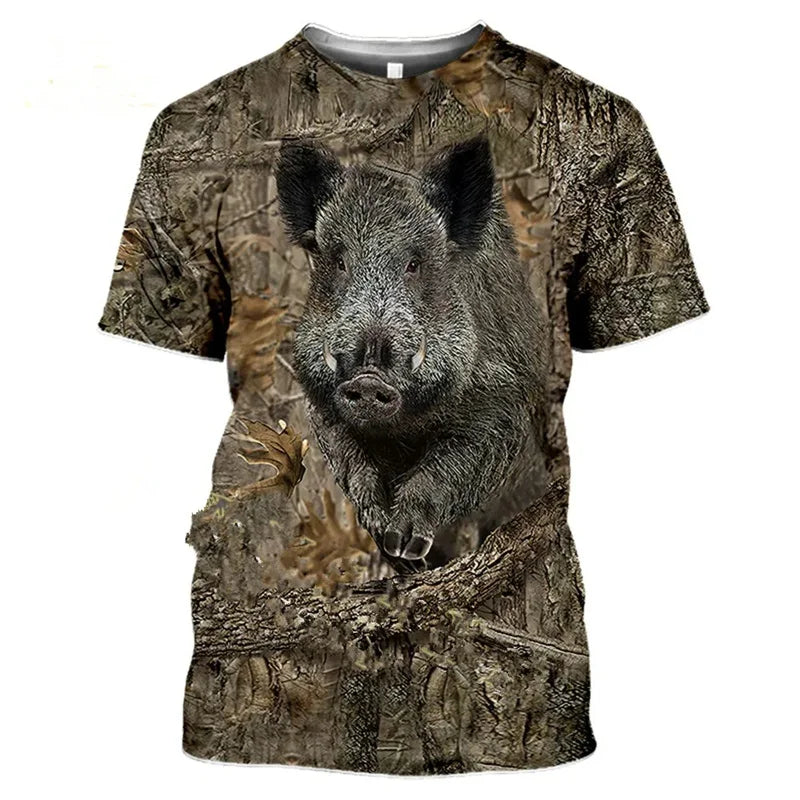 New Camouflage Rabbit Hunting 3d T-shirt Summer Casual Men's T Shirts New Fashion Street Women's Short Sleeve Tops Male Clothing