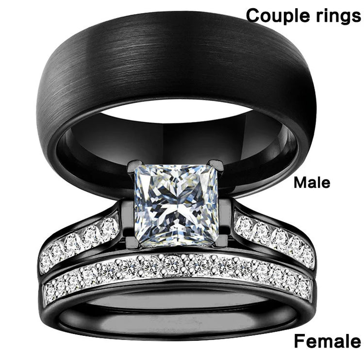 Romantic Engagement Love Couple Ring Women's Matching Rings Bridal Sets Stainless Steel Wedding Bands Men's Rings New Best