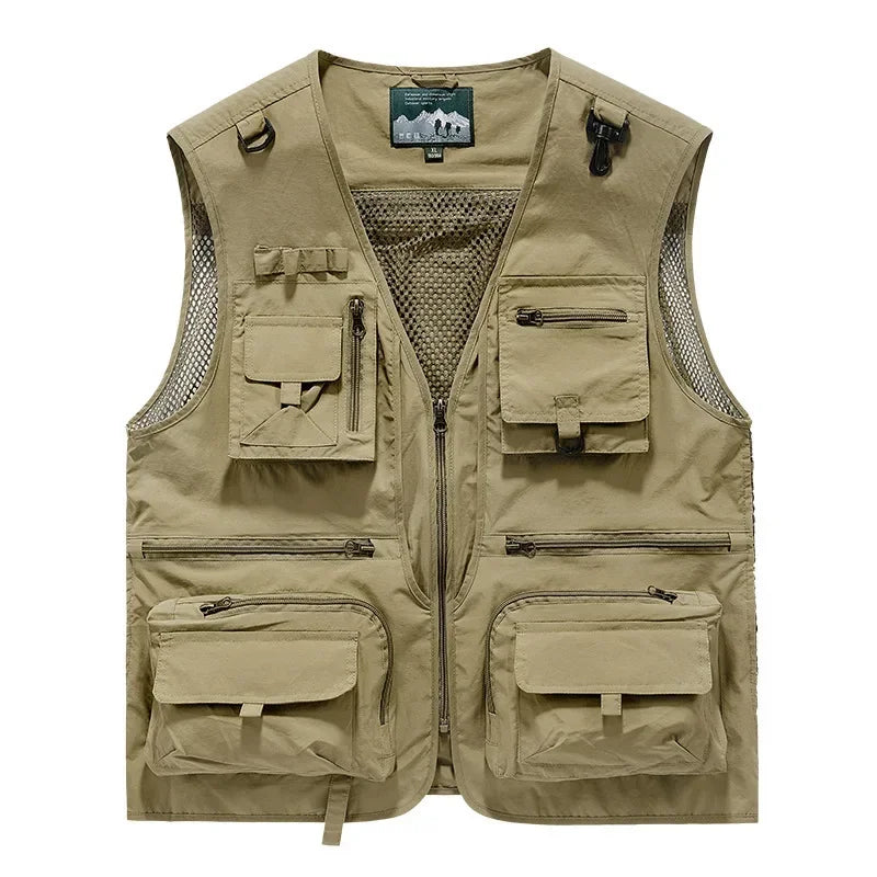 Multipocket Quick Dry Mesh Fishing Vests Men Outdoor Tactical Vest Hiking Hunting Casual Fisherman Vest Solid Sleeveless Coats