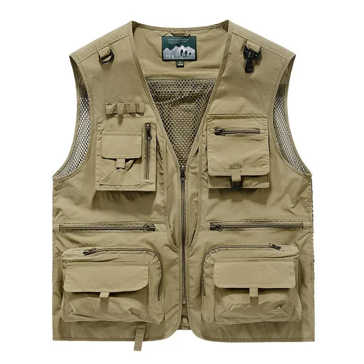 Multipocket Quick Dry Mesh Fishing Vests Men Outdoor Tactical Vest Hiking Hunting Casual Fisherman Vest Solid Sleeveless Coats