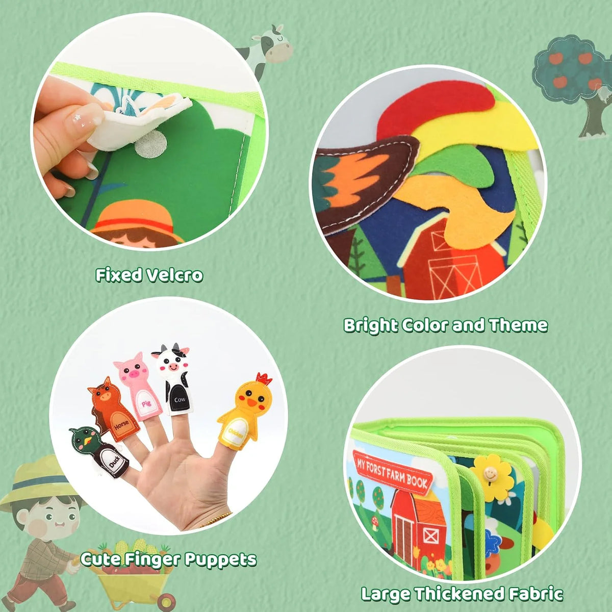Baby Toys Busy Book for 1 2 3 Year Old, Toddlers Montessori Farm Busy Book