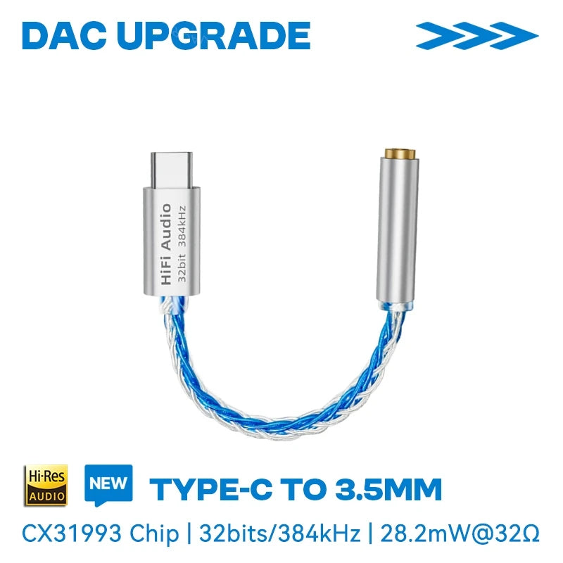 Type C to 3.5mm Jack AUX USB Cable HiFi Audio Amp Headphone Adapter HD Mic for QKZ KZ Earphone iPhone16/15 Samsung Xiaomi Huawei