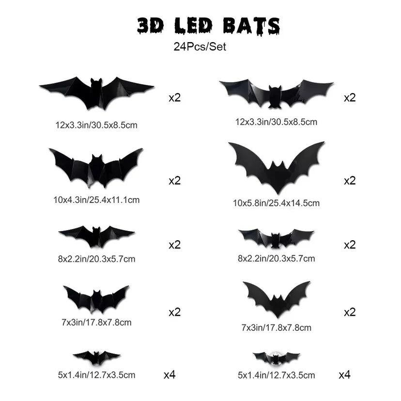 Halloween Bats Decorations,3D Pvc Bat on The Wall,Black Bats Wall Stickers,Halloween Scary Props
