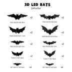 Halloween Bats Decorations,3D Pvc Bat on The Wall,Black Bats Wall Stickers,Halloween Scary Props