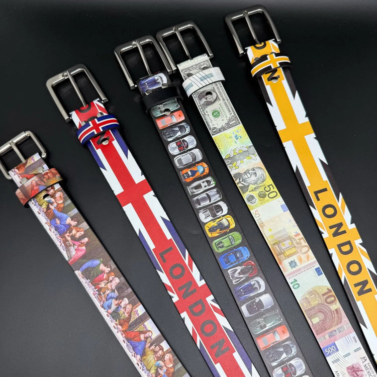 Street Graffiti Printed Pin Buckle Belt Art Pattern PU Casual Waist Strap for Men Women Jeans Hip Hop Daily Outfit Accessory
