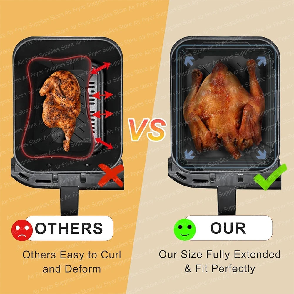 Air Fryer Mold for Ninja Double Stack XL SL400 SL401 AF400 Reusable Silicone Baking Tray for 7.6L-9.5L Deep Fryer Accessories