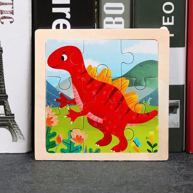 11*11cm 3D Wooden Puzzle Baby Toys Cartoon Animal Traffic Tangram Jigsaw Puzzle Early Learning Educational Toys for Children