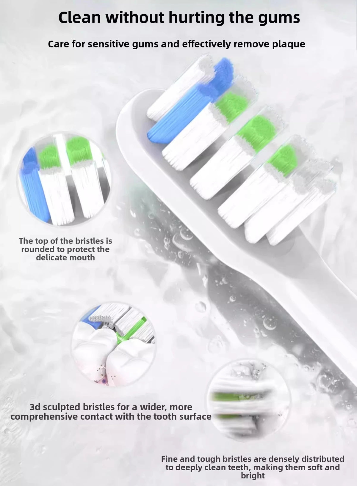 8pcs Replacement Toothbrush Heads for Revyline RL 044  Electric Toothbrush Accessories Nozzles Bristles Head for Revyline RL044