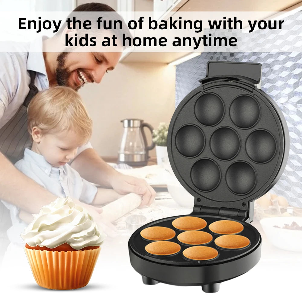 Household Cupcake Maker Electric Cupcake Machine 1000W Cake Pop Maker Non-Stick Surface Makes 6 Cup Cakes for Breakfast Machine