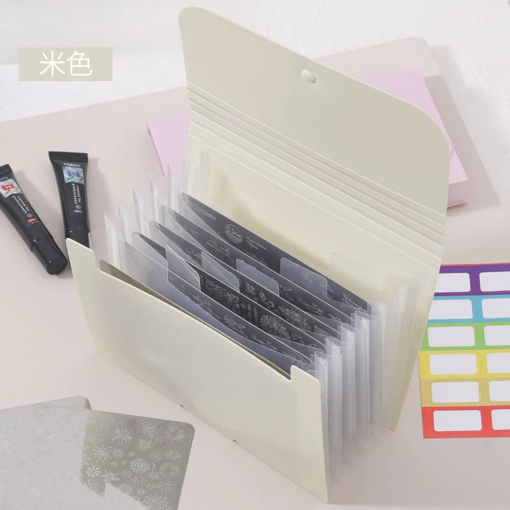 Macaron High-Aesthetic Multi-Layer Accordion File Folder Compact Portable Nail Art Organizer For Nail Stamping Plate Storage