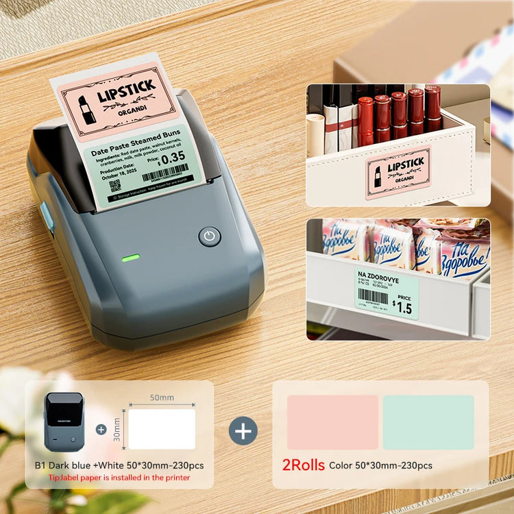 Niimbot B1 Wireless Thermal Label Printer Food Tag Barcode Price Small Business 20-50mm Print Width Label Machine for Home