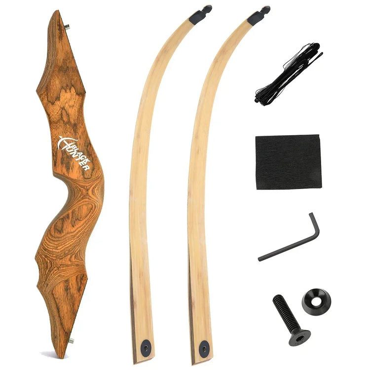 BLACK HUNTER 60'' Recurve Bow 25-60lbs Right/Left Hand Bow Tech Wood Traditional Bow Wooden Split Archery Bow For Hunting