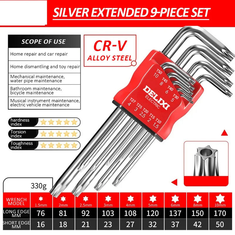 DELIXI ELECTRIC Allen Key Set，Allen Hex Wrench Screwdriver Set With Sleev Universal Torque Long Metric,for Motorcycles, Bicycles