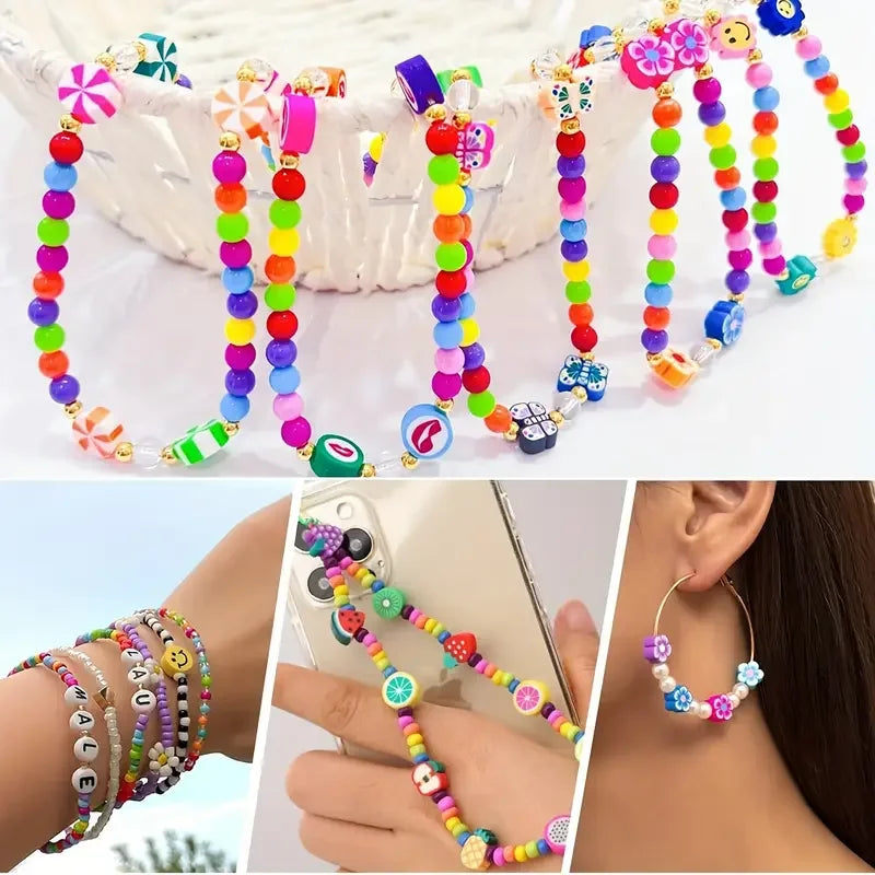700Pcs Jewelry Making Kit DIY Beaded Crafts for Necklaces & Bracelets Acrylic, Soft Clay, Animal Charms, Polymer Clay Bead Sets