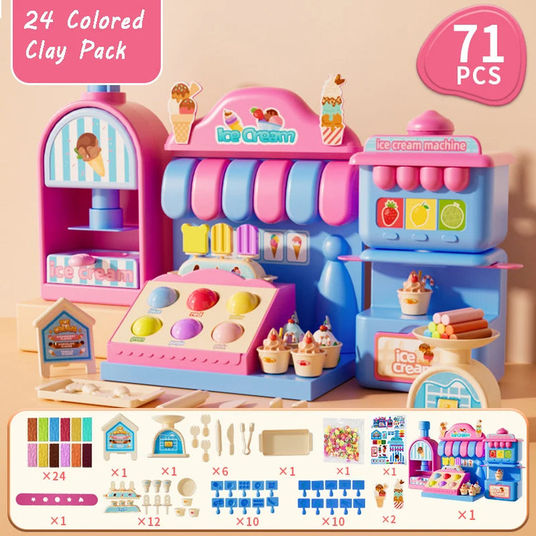 Kids Plasticine Food Make Machine Creative Toy DIY Slime Making Kit Simulation Hamburg Ice Cream Mold Kitchen Toy for Girls Gift