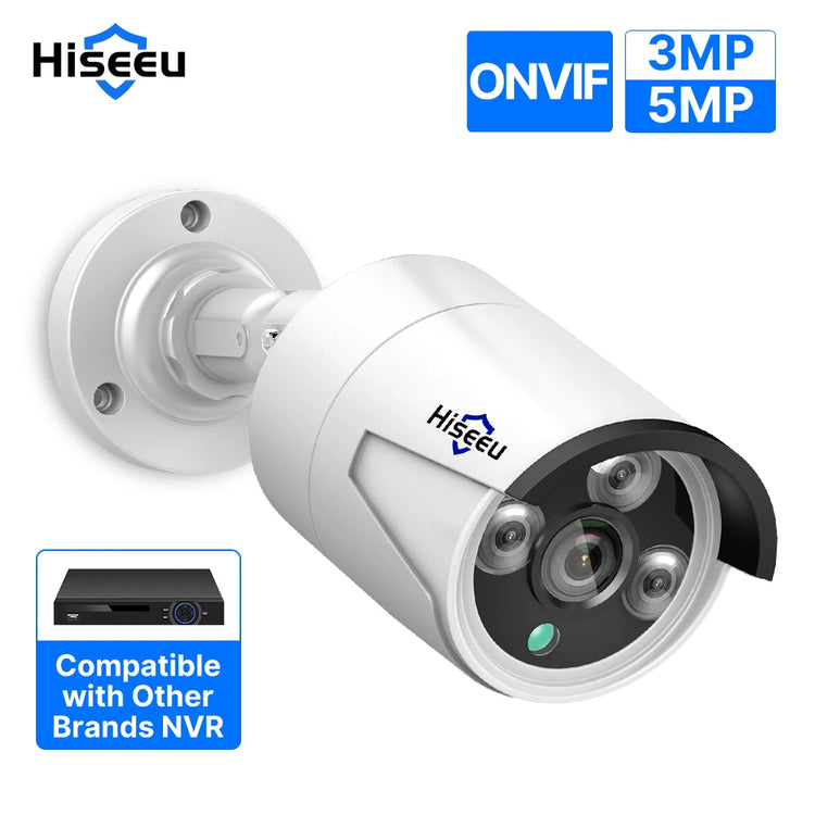 Hiseeu 5MP Audio IP Security Surveillance Camera POE H.265 Outdoor Waterproof IP66 CCTV Camera P2P Video Home for POE NVR