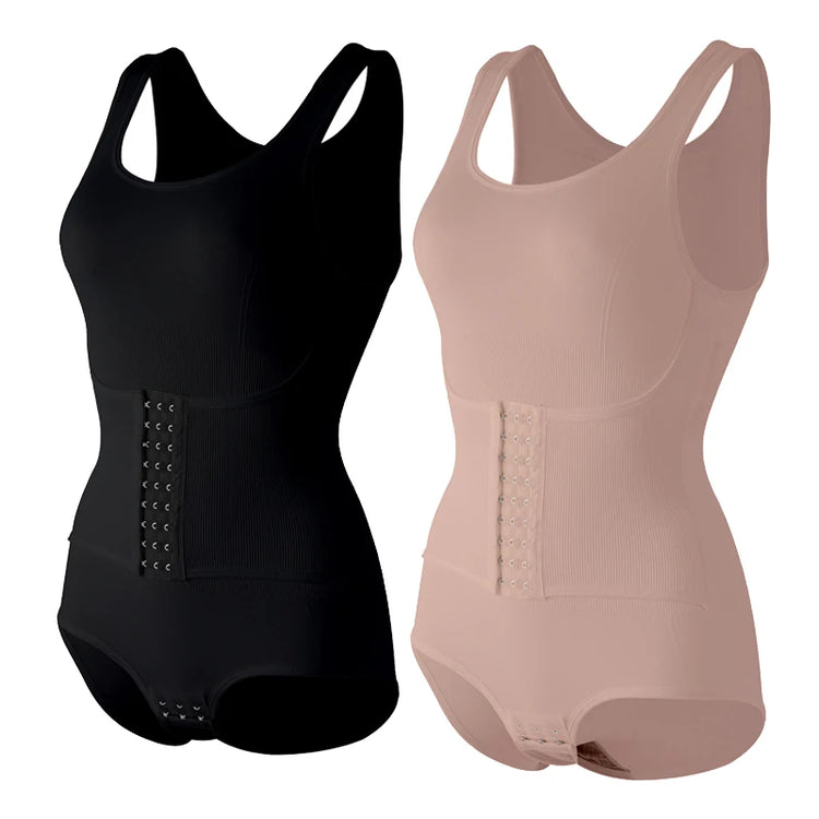 Women Bodysuit Shapewear with Zipper Belt Tummy Control Fajas Body Shaper Snap Crotch Waist Trainer Slimming Cincher Corset Tops