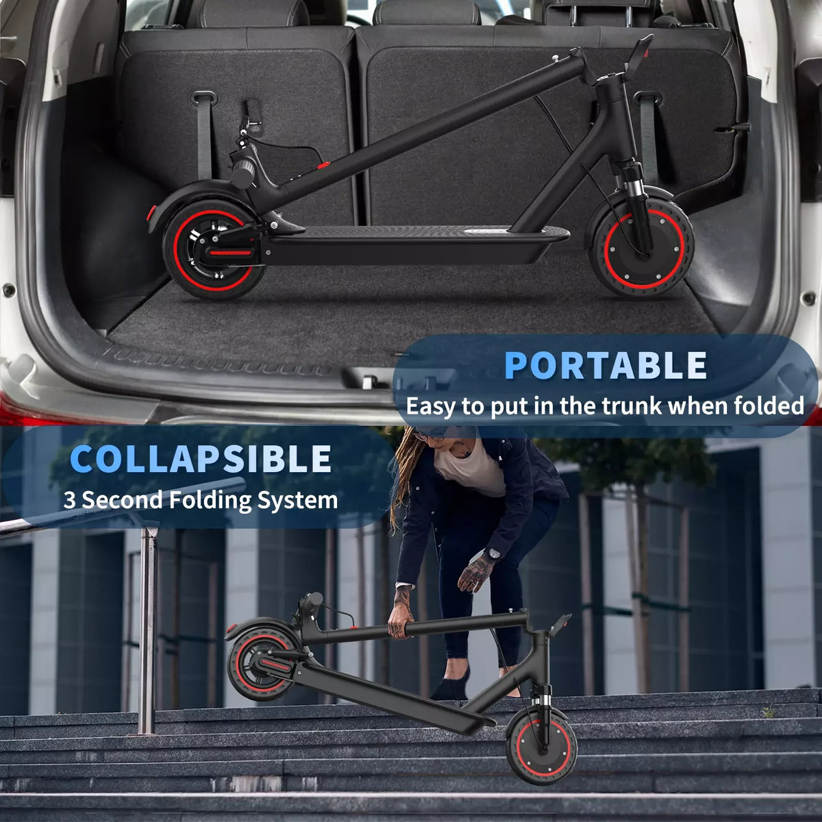 8.5'' Solid Tire Electric Scooter 350W 19mph Max Speed APP Smart Control Dual Suspension 23miles Max Range For City Commuter