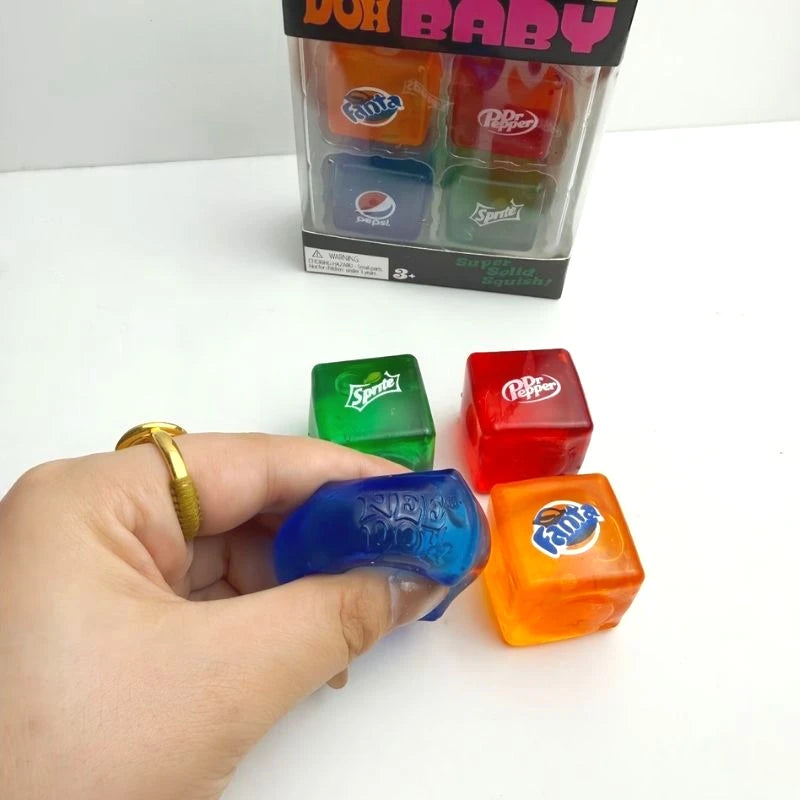 Mini 4 Pack Set Needoh Nice Ice Cube Slow Rebound Squishy Toys Sensory Toy Anti-Stress Party Favors Gifts Safe For Kids Adults