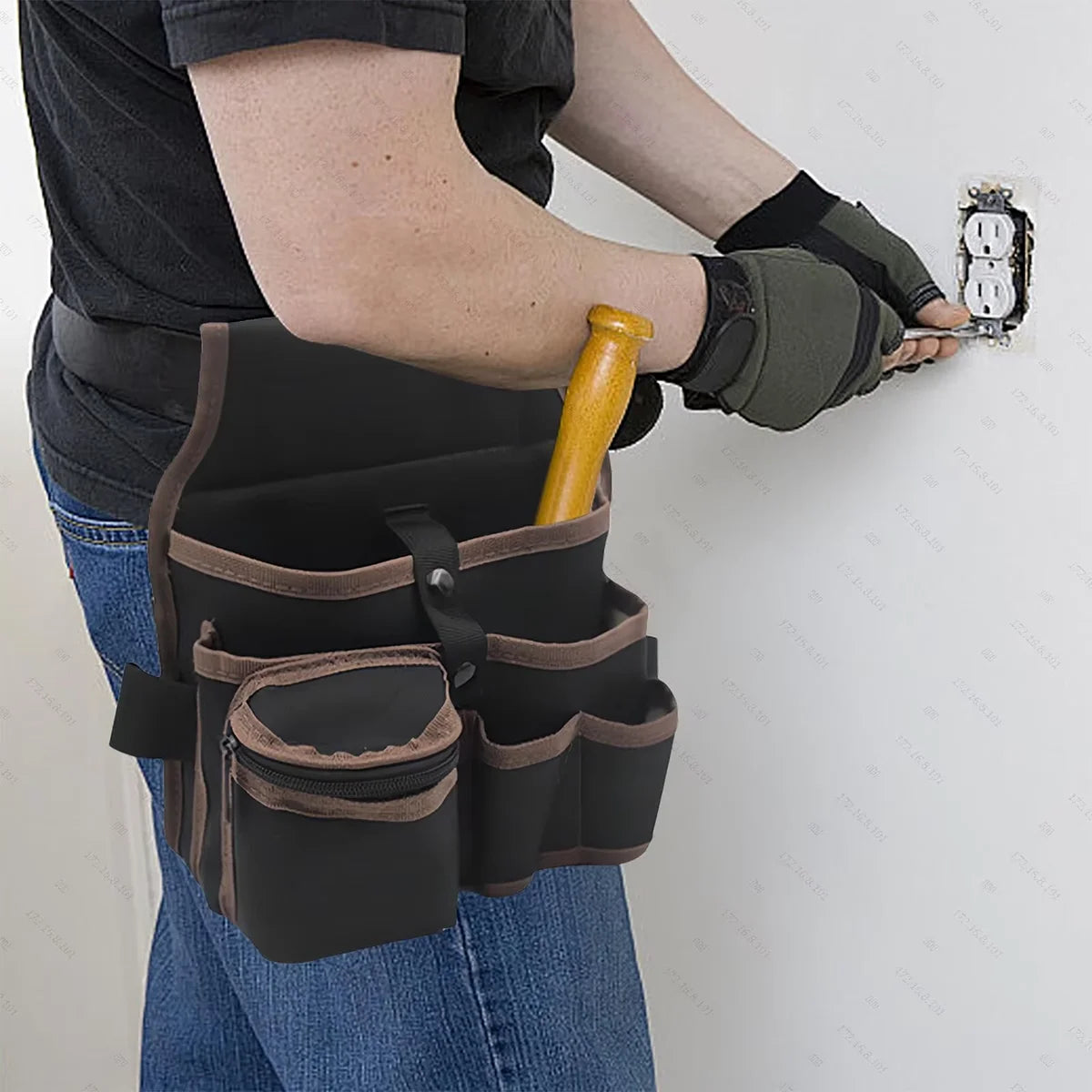Multifunctional Tool Storage Bag Pouch Belt Hardware Electrician Toolkit Drill Waist Bag Wrench Screwdriver Tool Bags Organizer