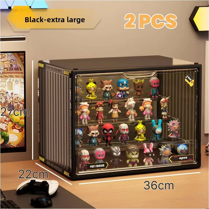 1/2/4 pcs Containerized Designs Acrylic Organizer for Collectible Figures High Definition Transparent Miniature Display Case