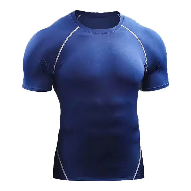 Men's Sports T-Shirt Quick-Dry Tight-Fitting Top Short-Sleeve Sports Shirt Gym Running Training Stretch Slim Fit