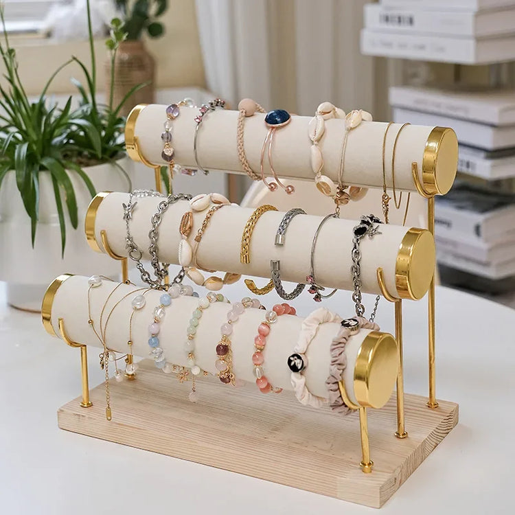 Detachable Bracelet Holder Jewelry Storage Stand with Wooden Tray Jewelry Holder for Jewelry Display