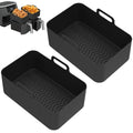 2Pcs Air Fryer Silicone Pot Air Fryer Liner Heat Resistant Air Fryer Silicone Basket Rectangle Baking Pan for Oven Microwave