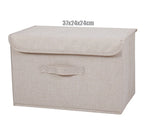 Washable Cotton Linen Fabric Folding CD Storage Box Foldable Bins Toys Organizer With Lid Storage Basket Laundry Basket