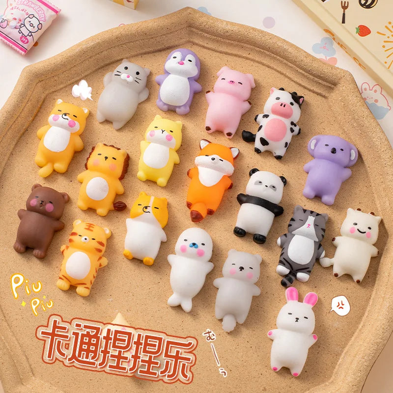 6/12/24pcs Cartoon Mini Mochi Squishy Toy Animals Stress Relief Toy for Kids Birthday Party Favor Halloween Goodie Bag Stuffer