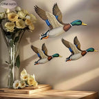 3Pcs Mallard Duck Wooden Wall Decor, Flying Duck Wall Art for Rustic Home Decoration