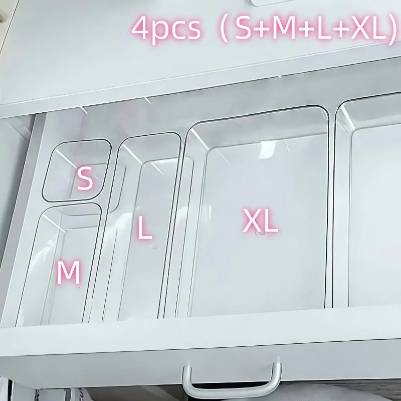 4/7 PCS Acrylic Clear Drawer Organizer Set, Cosmetic Storage Box for Vanity, Desk  Office Supplies, Home Desk & Drawer Organiza