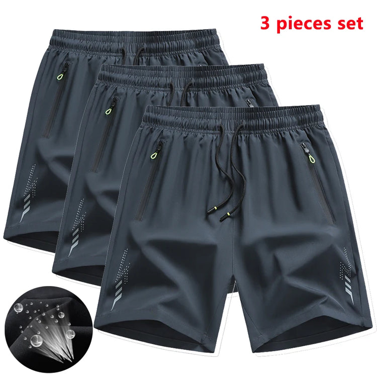 3 Pieces New Running Shorts Men Gym Sports Shorts Quick Dry Workout Training Fitness Jogging Short Pants Man Summer Board Shorts