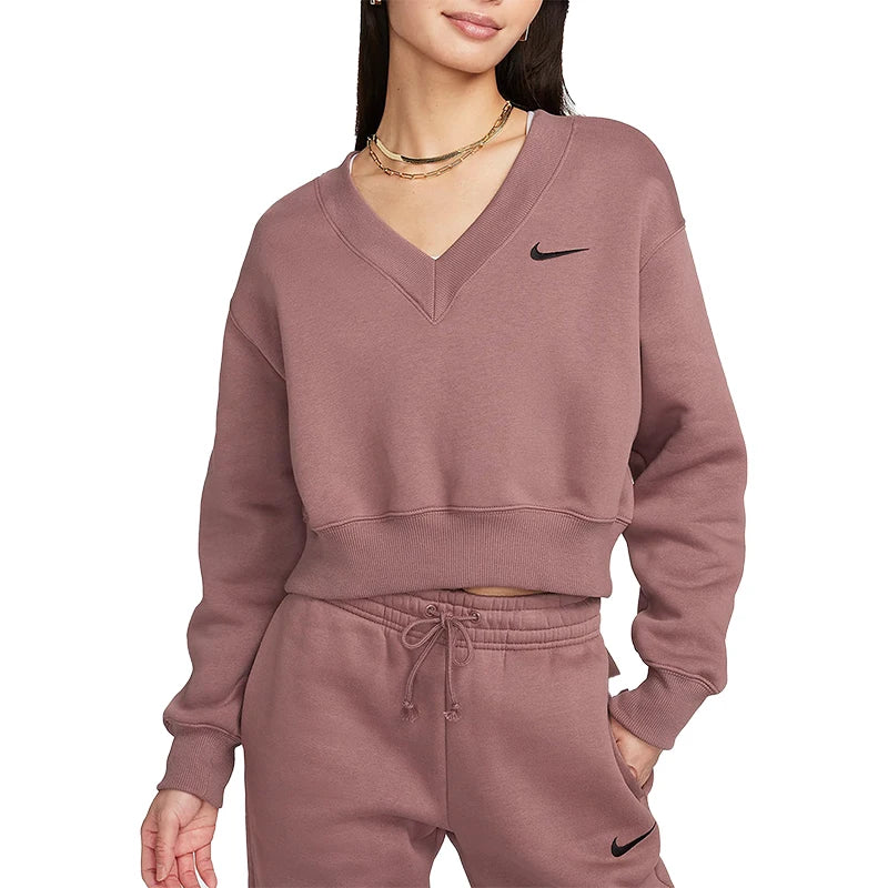 Nike Official Spring New Women's V-Neck Fleece Hoodie FN3652-208