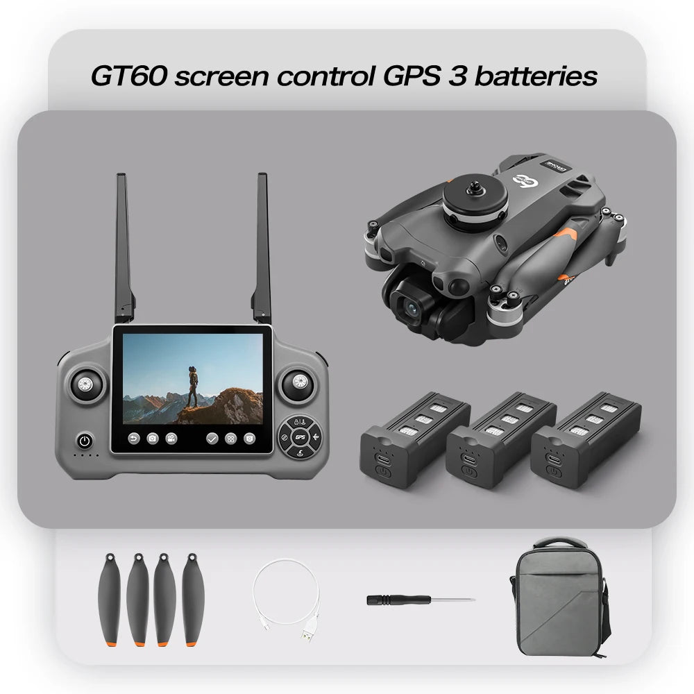 Original GT60 Foldable GPS Drone 8K HD 4K With Screen Brushless Airdrop Obstacle Avoidance 5G FPV Dual Camera Quadcopter